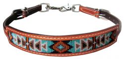 Showman Medium leather wither strap with navajo design inlay